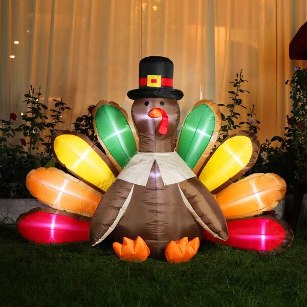 6FT Thanksgiving Inflatable Smiling Turkey w/LED Air Blown factory Outdoor Garden